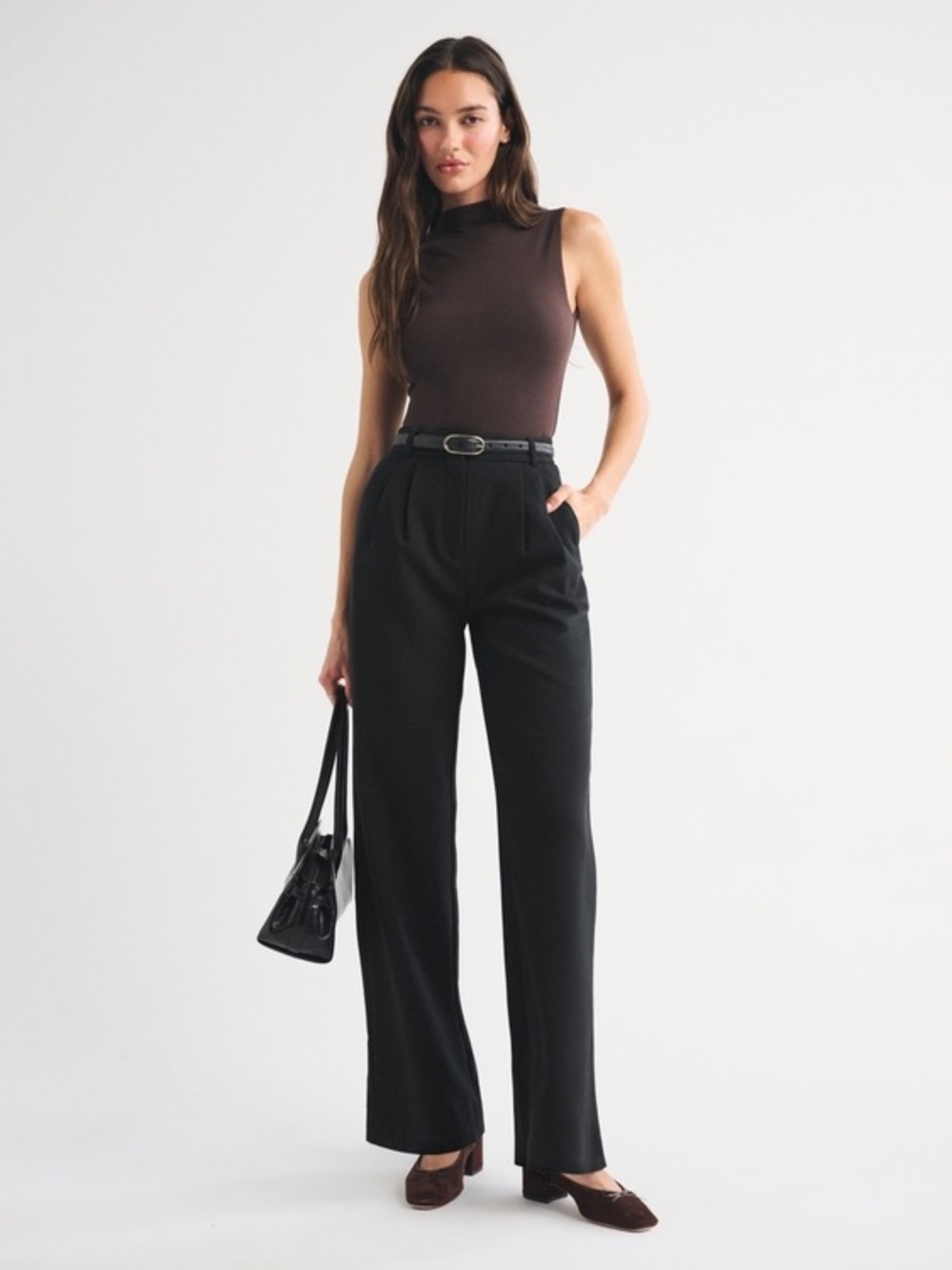Abercrombie & Fitch Black Sloan Tailored Wide-Leg Pants Size 24/00R